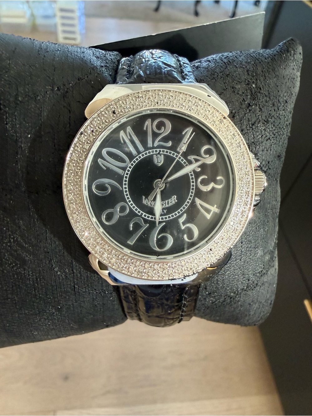 Lancaster Italy Women's Black Watch Diamond Bezel
